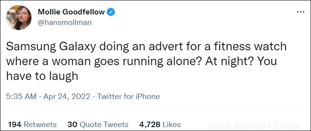 三星為女子獨自夜跑廣告道歉 被批“不切實際”(圖3)