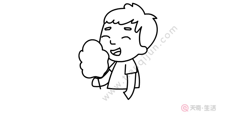 吃棉花糖的小男孩簡(jiǎn)筆畫(huà)怎么畫(huà)(圖3) 吃棉花糖的小男孩簡(jiǎn)筆畫(huà)怎么畫(huà)